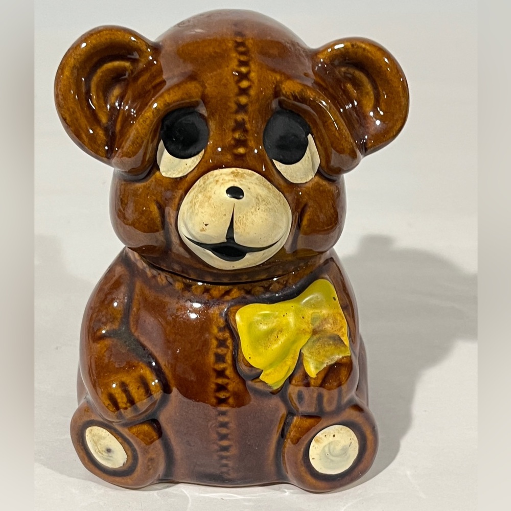 Vintage from the 1980’s Honey Pot Teddy Bear Ceramic Houston Foods